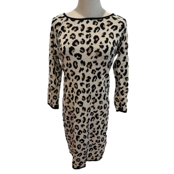 Y2K SPENCER & GRAHAM LEOPARD ANIMAL PRINT CASHMERE BLND VELVET DRESS TUNIC SZ M - Picture 3 of 8